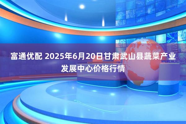 富通优配 2025年6月20日甘肃武山县蔬菜产业发展中心价格行情