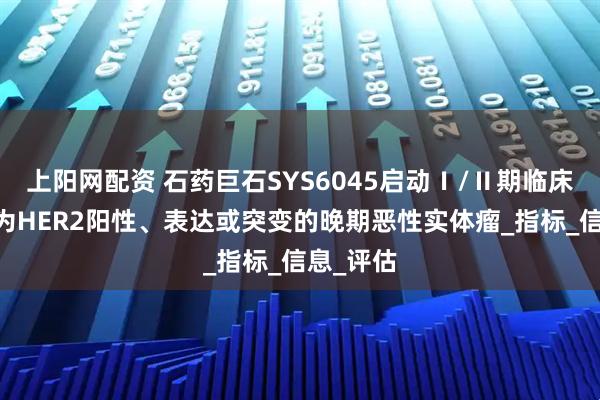 上阳网配资 石药巨石SYS6045启动Ⅰ/Ⅱ期临床 适应症为HER2阳性、表达或突变的晚期恶性实体瘤_指标_信息_评估