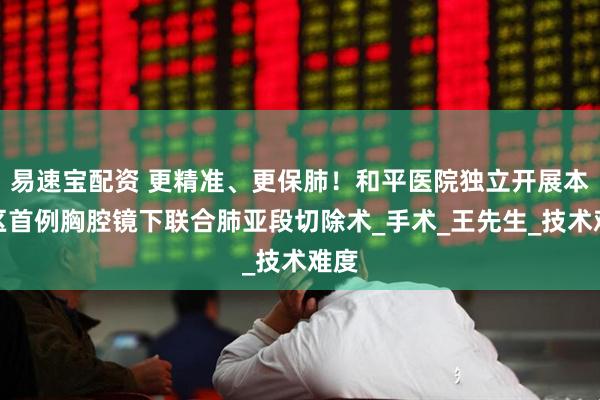 易速宝配资 更精准、更保肺！和平医院独立开展本地区首例胸腔镜下联合肺亚段切除术_手术_王先生_技术难度